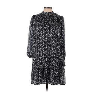 Greylin Womens Mockneck Mini Dress L Floral Pleated Modest Fairy Goth Sheer Slee